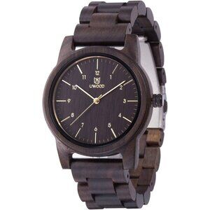 Men's Black Uwood Series 40 Mm Foldover Clasp Natural Handmade Wooden Watches
